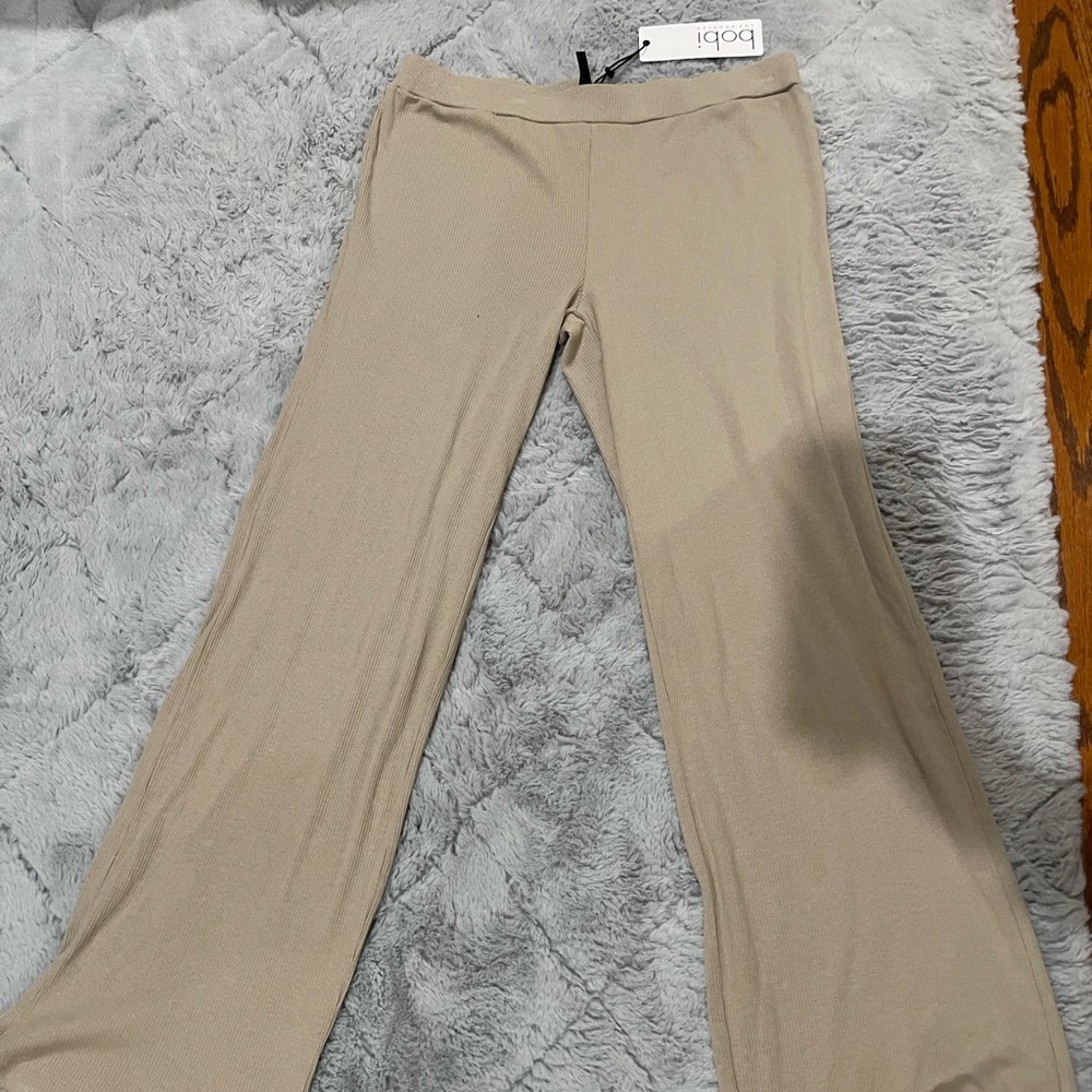 Rib wide leg pant